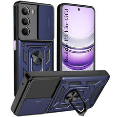 For Realme P3 Lite Back Cover Case (Sliding Shutter Camera Protection | Polycarbonate |Ring Holder Kickstand)