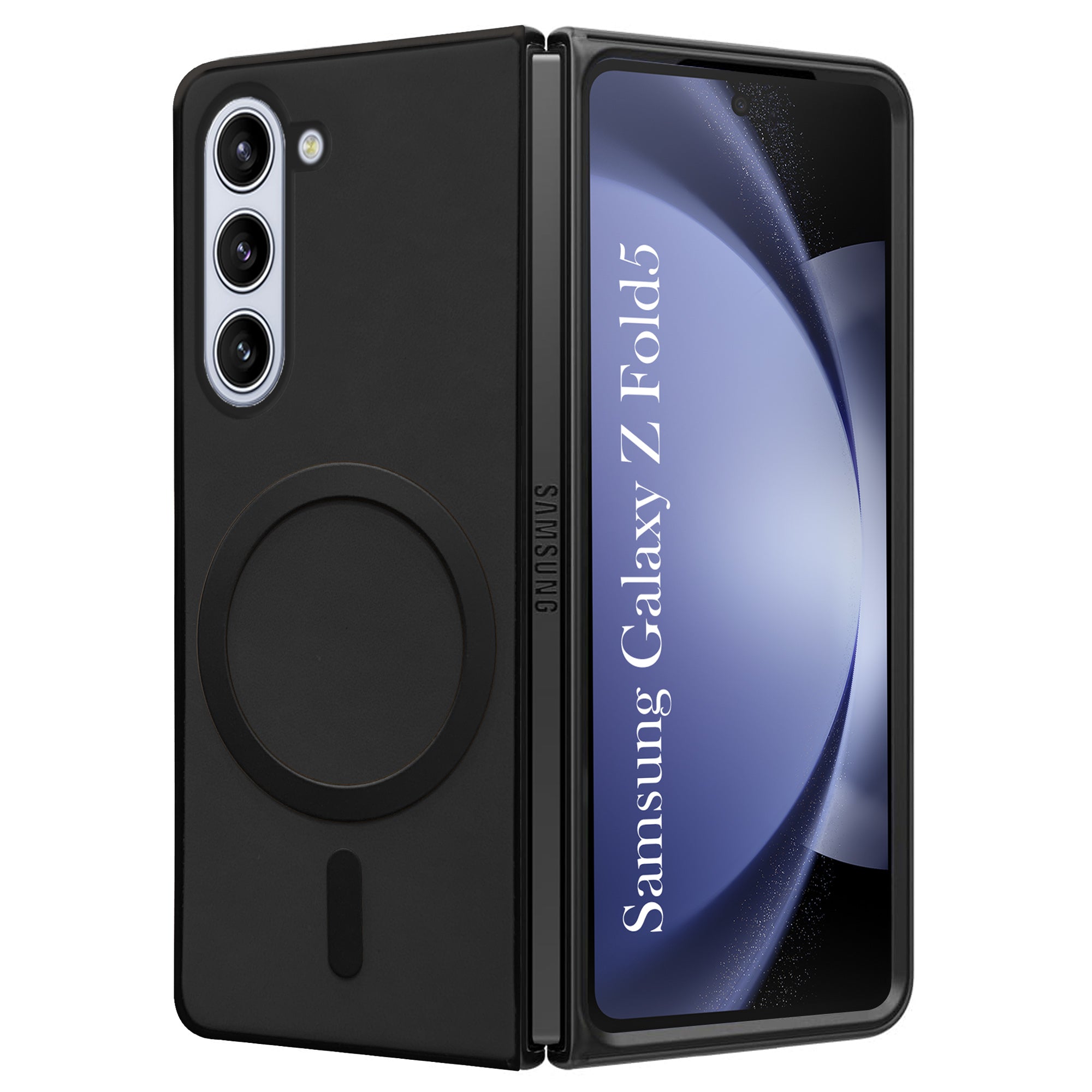 For Samsung Galaxy Z Fold 5 5G Back Cover Case (MagSafe Wireless Charging Compatible | Sleek Leather Finish | Inside Microfiber Cloth)
