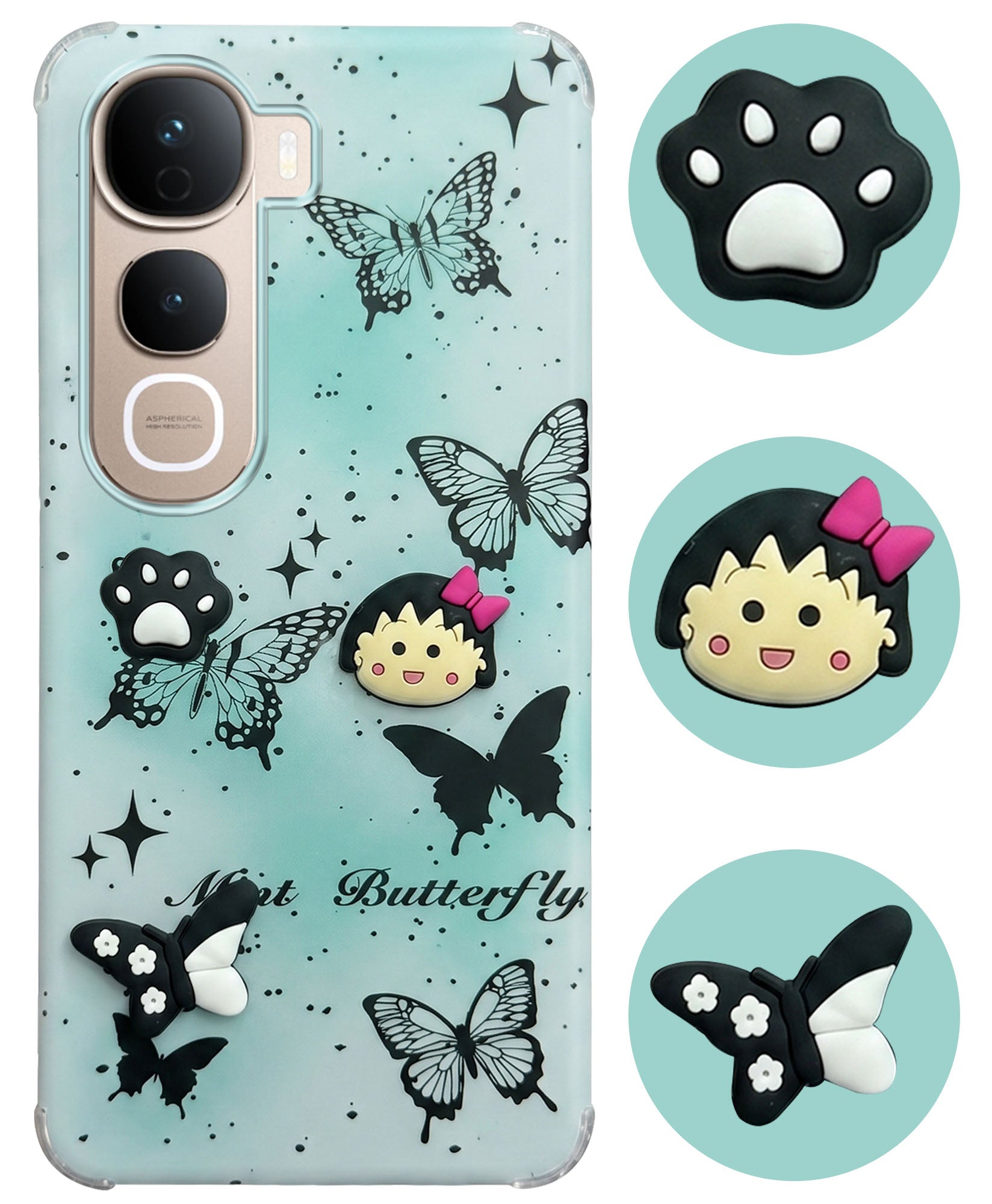 For Vivo Y400 Pro Back Cover Case (3D Cute Cartoons | Hard Back Side Soft | Matte Premium Finish | HD Printing)
