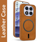 For Redmi Note 14 Pro Back Cover Case Leather Finish (MagSafe Compatible Wireless Charging | Soft Touch | Camera Bump Protection)