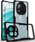 For Redmi Note 14 Pro Plus Back Cover Case ( Shockproof with Polycarbonate Clear Panel | Professional Black)