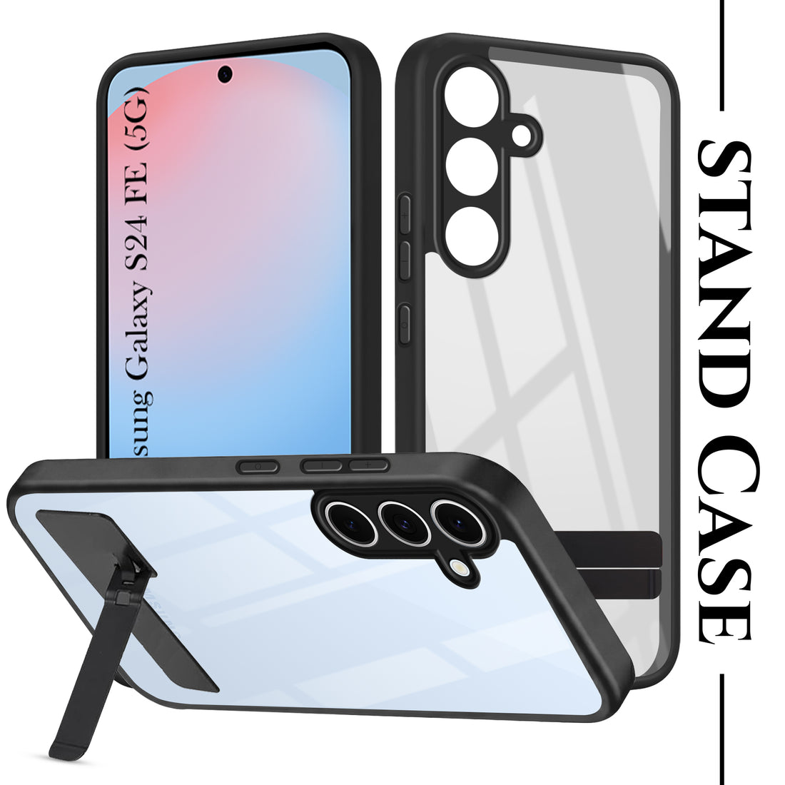 For Samsung Galaxy S24 FE Back Cover Case (Built-in Stand | Lifetime Anti Yellow | Kickstand Shockproof | Camera Protection | MagSafe Compatible)