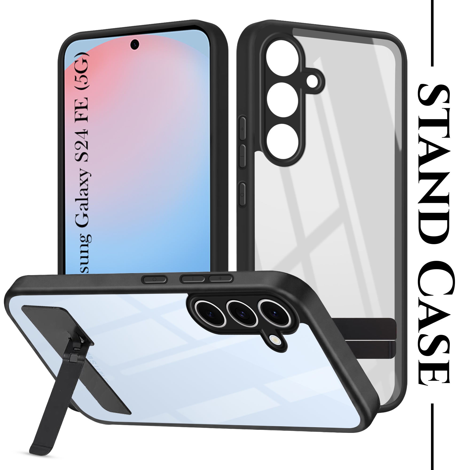 For Samsung Galaxy S24 FE Back Cover Case (Built-in Stand | Lifetime Anti Yellow | Kickstand Shockproof | Camera Protection | MagSafe Compatible)