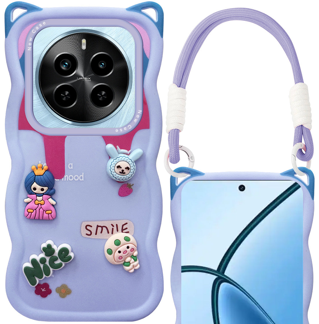 For Realme P1 5G Back Case Cover (3D Embossed Figures | Strap Holder | 360* Soft Cushion with Camera Bump)