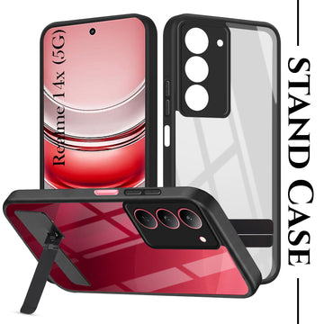 For Realme 14X Back Cover Case (Built-in Stand | Lifetime Anti Yellow | Kickstand Shockproof | Camera Protection | MagSafe Compatible)