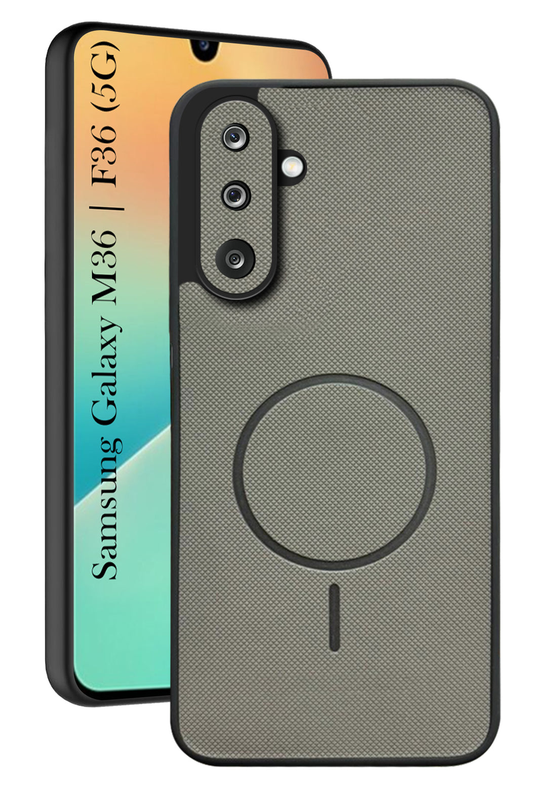 For Samsung Galaxy M36 | Samsung Galaxy F36 Back Cover Case PU Leather (Texture Grip Design | Professional Minimalist | Camera Protection | Soft and Flexible)