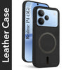 For Realme P4 Back Cover Case Leather Finish (MagSafe Compatible Wireless Charging | Soft Touch | Camera Bump Protection)