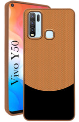For Vivo Y50 Back Cover Case (Elegant PU Leather Finish | Premium Minimalist Professional | Camera Protection Bump)