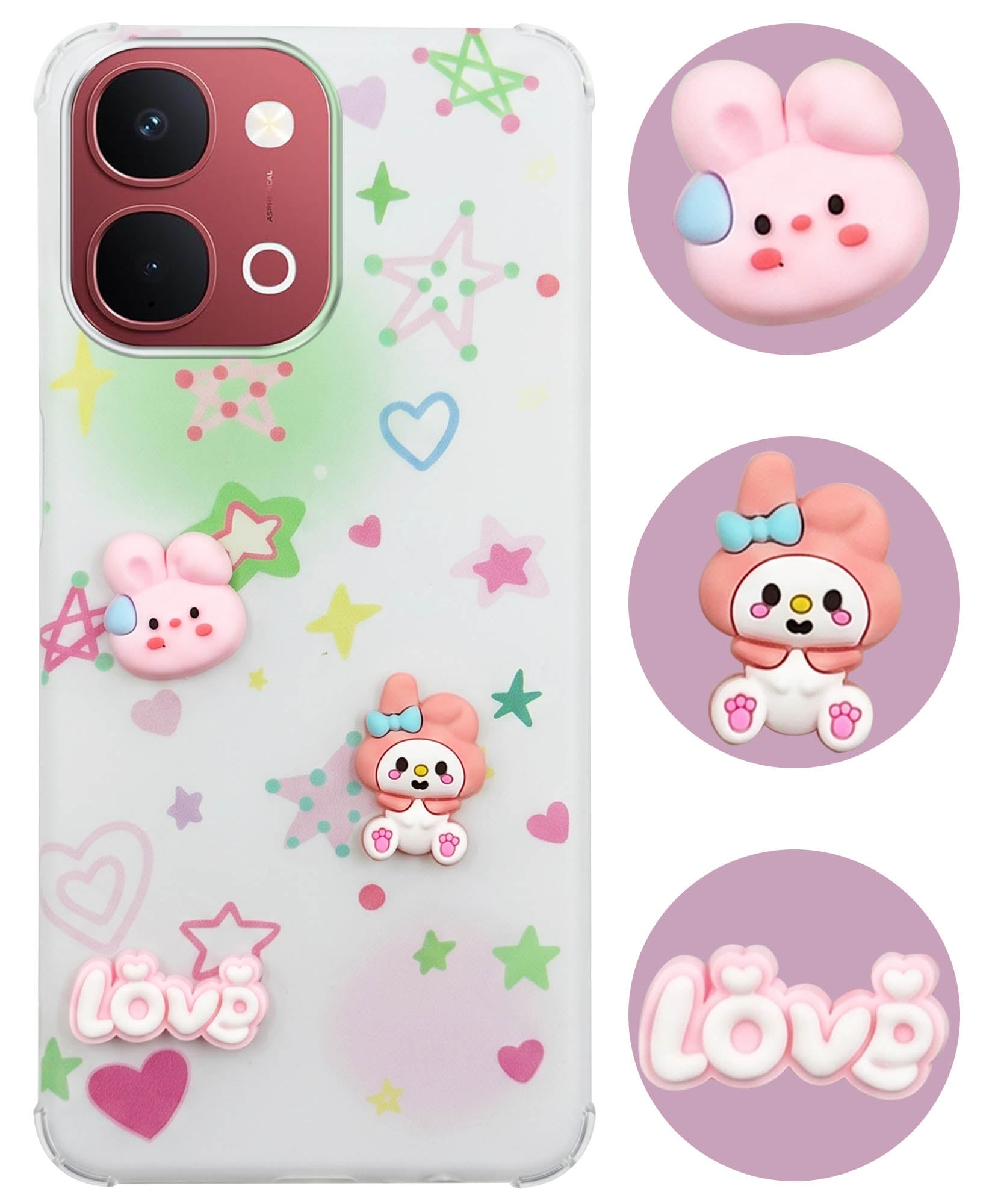 For Vivo Y31T 5G Back Cover Case (3D Cute Cartoons | Hard Back Side Soft | Matte Premium Finish | HD Printing)
