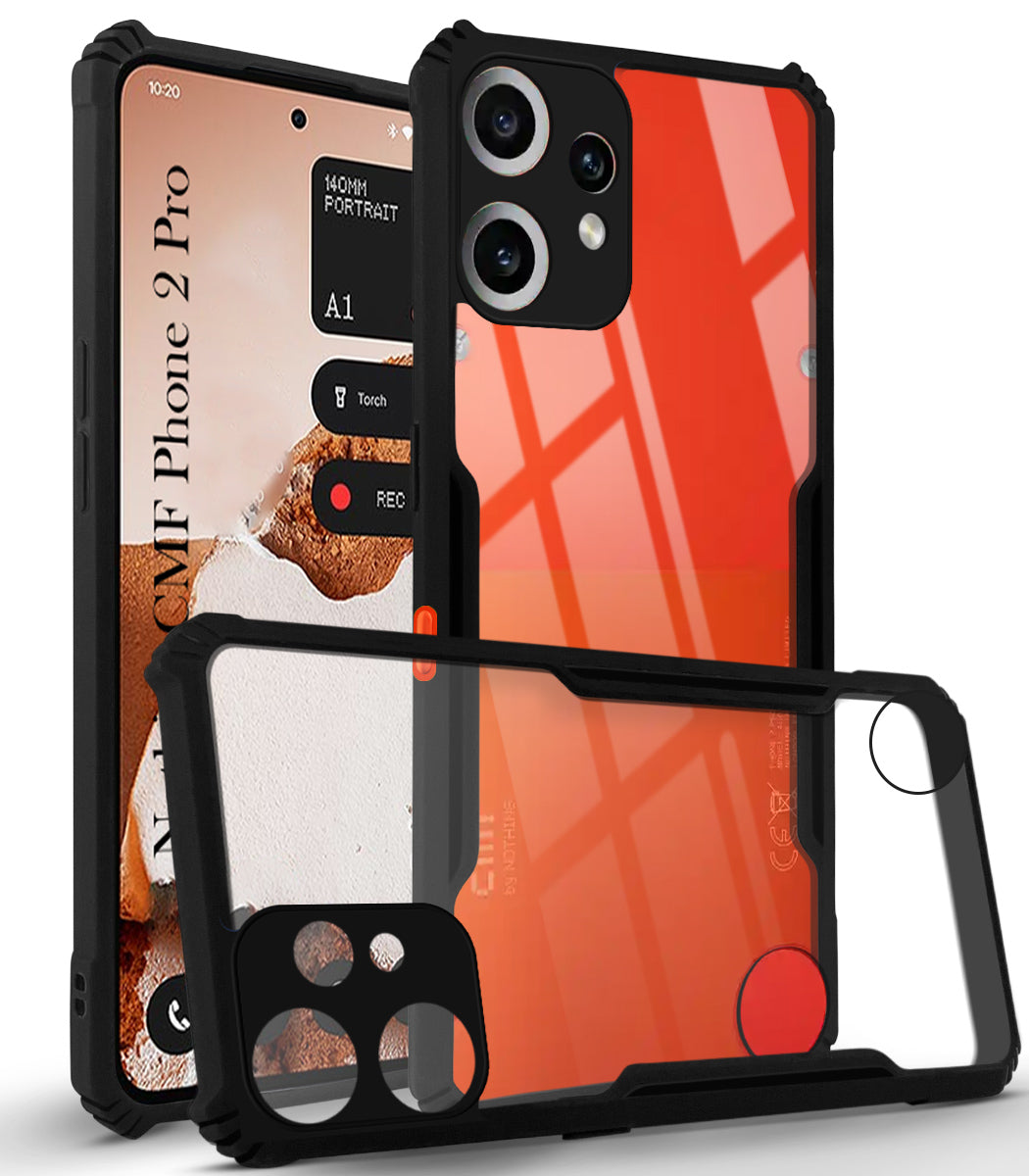 For Nothing CMF Phone 2 Pro Back Cover Case (Shockproof with Polycarbonate Clear Panel | Professional Black)