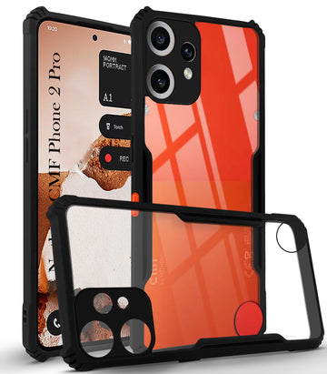 For Nothing CMF Phone 2 Pro Back Cover Case (Shockproof with Polycarbonate Clear Panel | Professional Black)