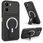 For Vivo Y16 Back Case Cover Metallic (Hybrid Armor Kickstand | MagSafe Compatible | Camera Protection Shockproof)