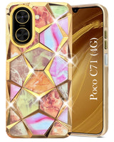 For Poco C71 Back Cover Case (Dual Design Glitter Sparkle and Detachable Diamond Print Case | Soft and Flexible)