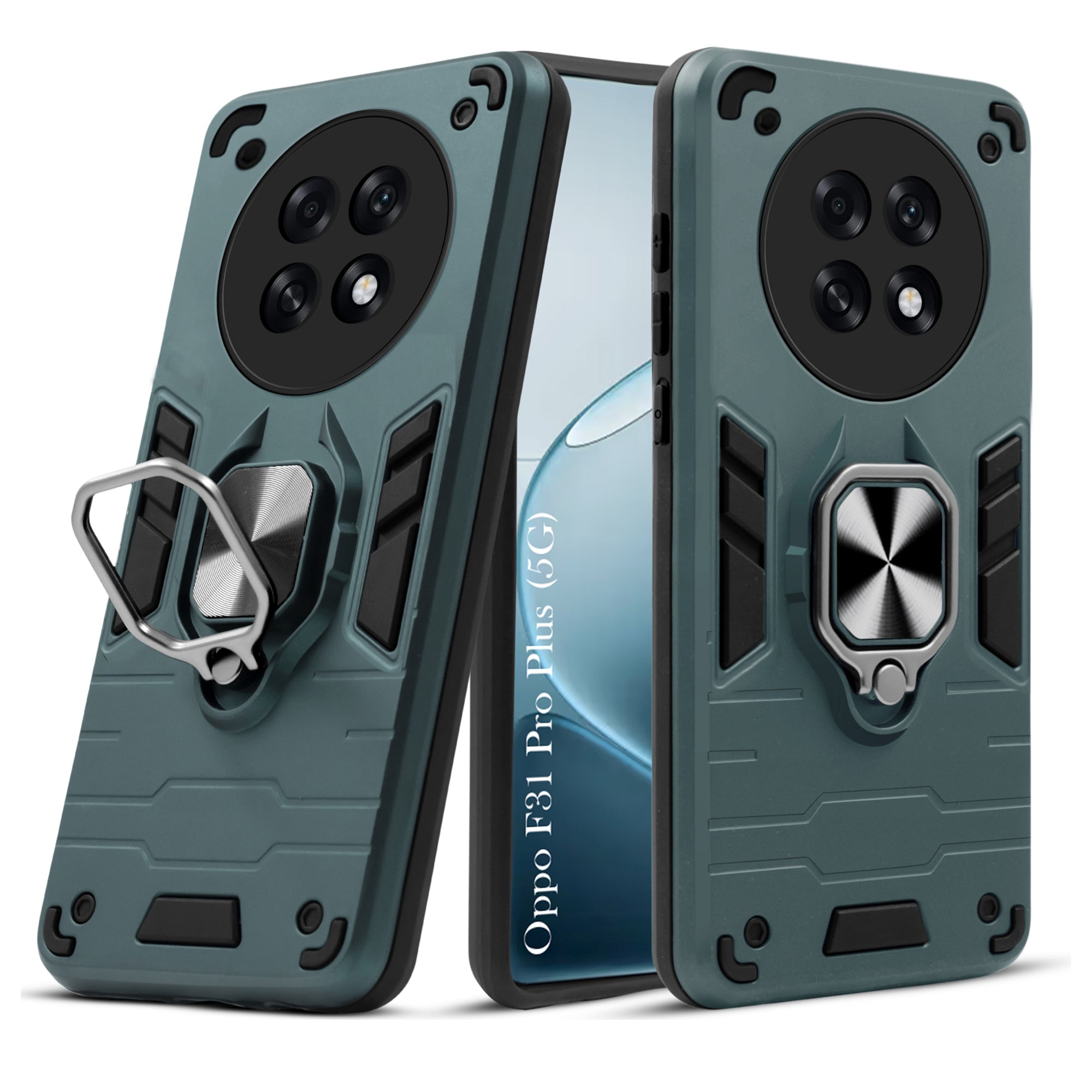 For Oppo F31 Pro Plus Back Cover Case Hybrid Armor (Shockproof Dual Layer Polycarbonate |Ring Holder Kickstand)