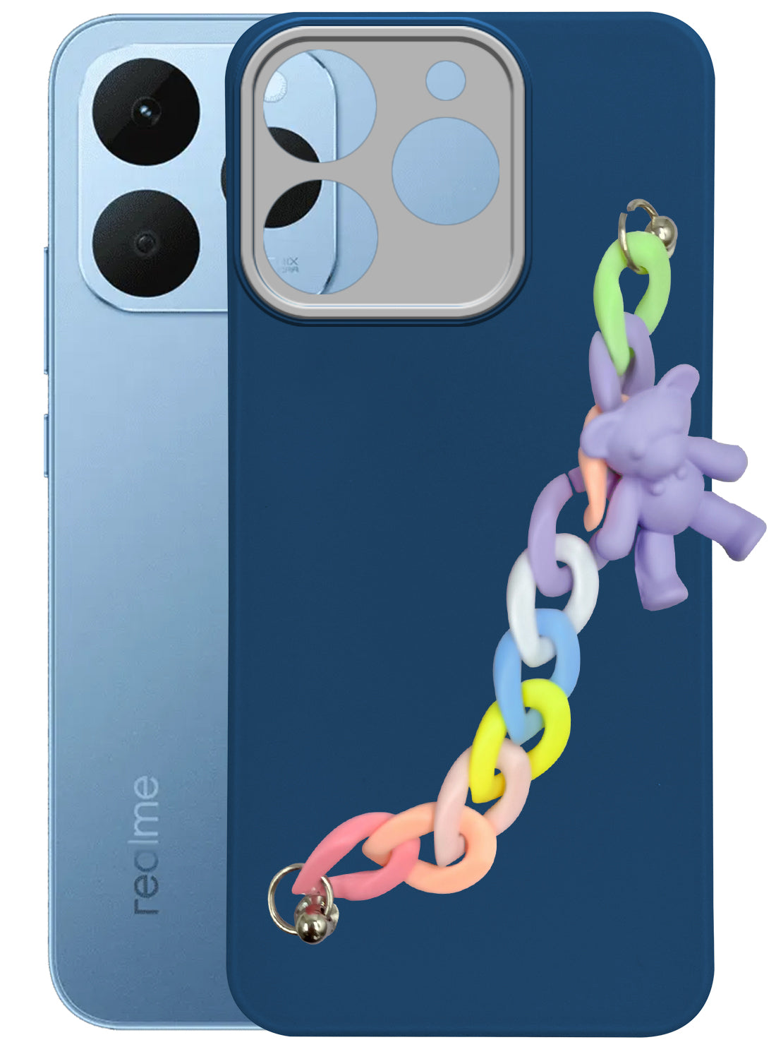 For Realme 15T | Realme Narzo 90 Back Cover Case (Wrist Hanging Chain | Teddy Bracelet Charms | Dual Color Matte Finish | Full Camera Protection | Sleek and Professional)