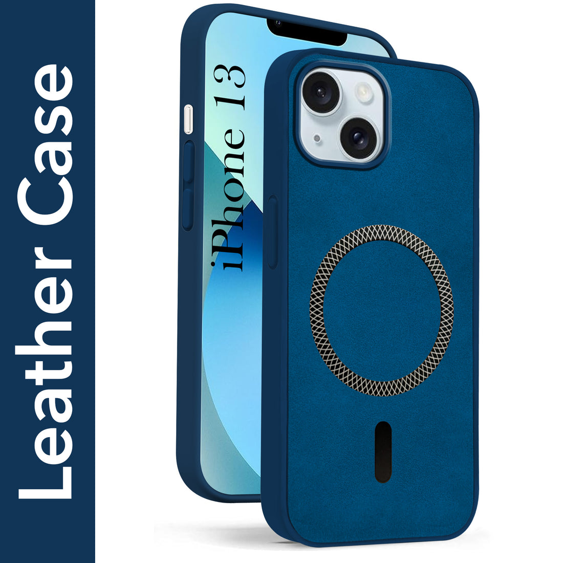 For Apple iPhone 13 Back Cover Case (Sleek Leather Finish | MagSafe Compatible Wireless Charging | Camera Bump Protection)
