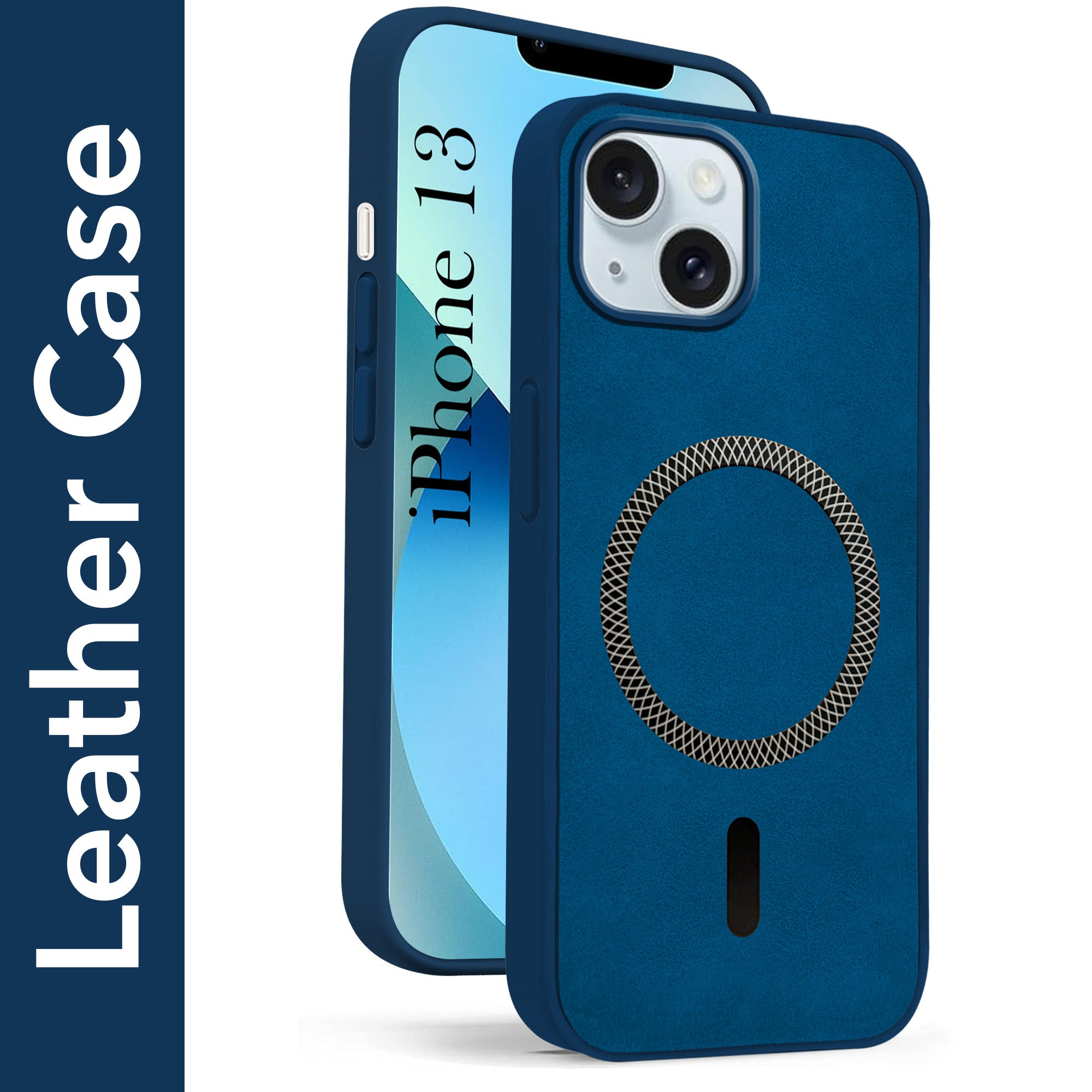 For Apple iPhone 13 Back Cover Case (Sleek Leather Finish | MagSafe Compatible Wireless Charging | Camera Bump Protection)
