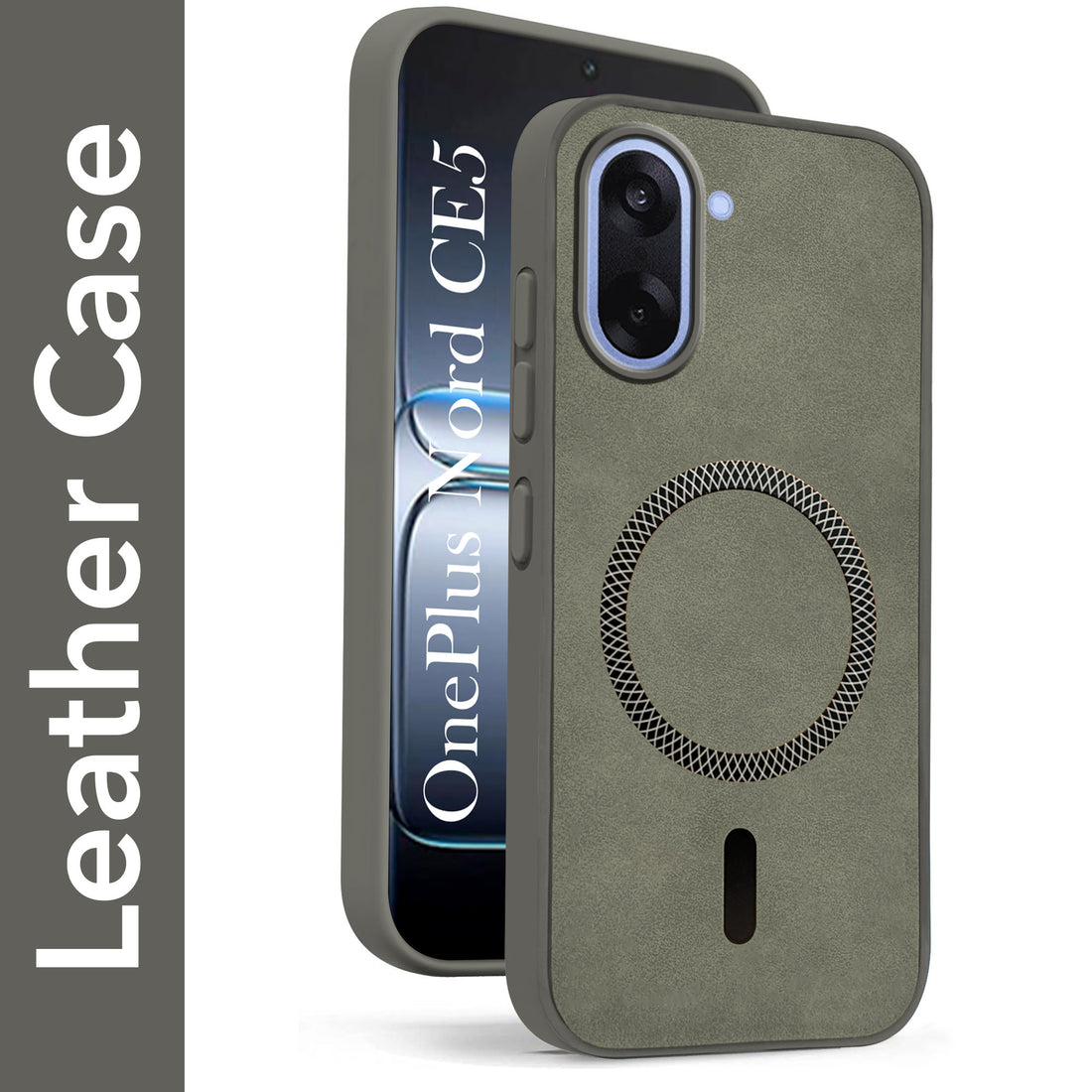 For Oneplus Nord CE 5 Back Cover Case Leather Finish (MagSafe Compatible Wireless Charging | Soft Touch | Camera Bump Protection)