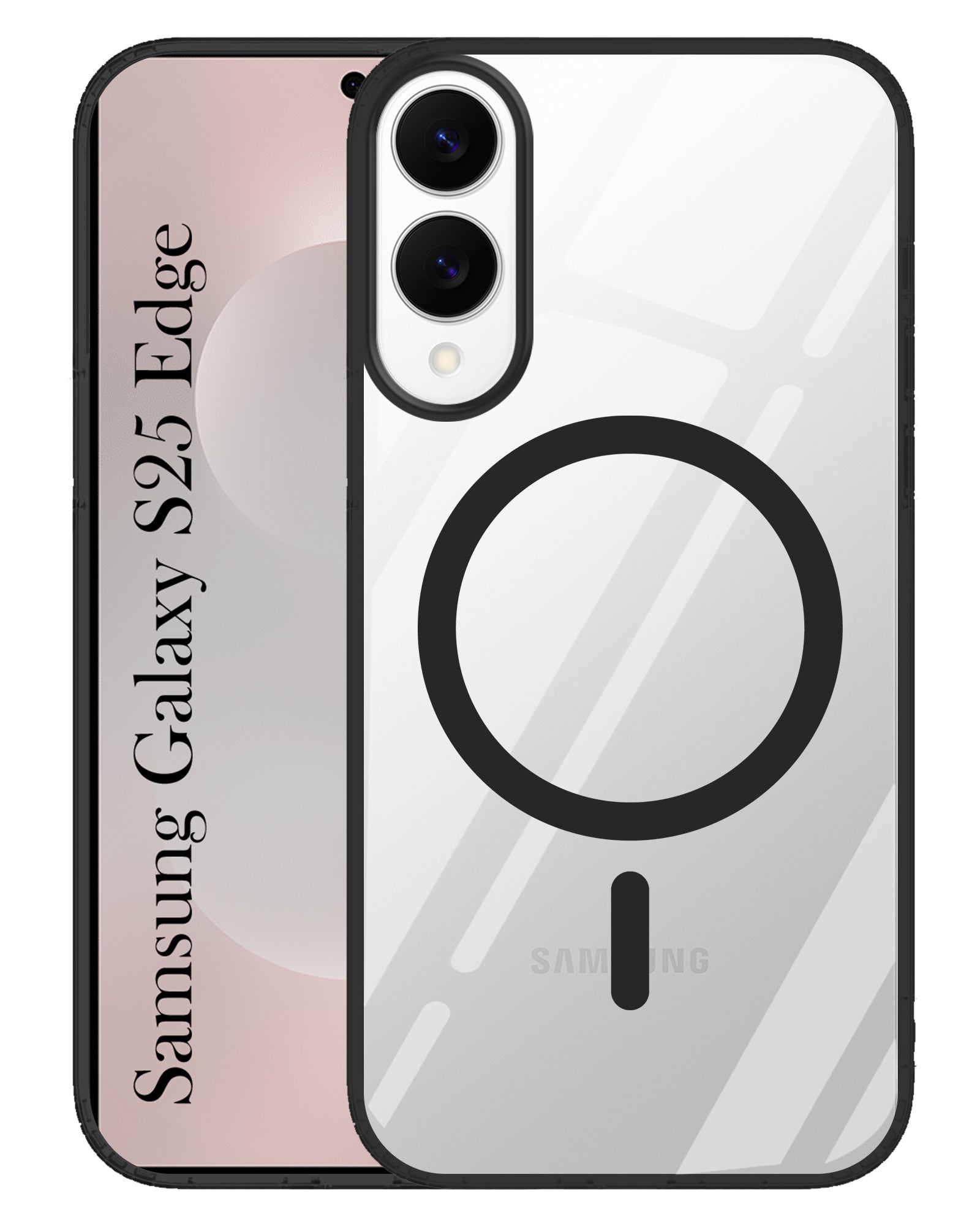For Samsung Galaxy S25 Edge Back Cover Case (Black MagSafe Compatible Wireless Charging | Hybrid Camera Bump Protection | Shockproof Polycarbonate Material)