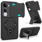 For Vivo Y400 Pro Back Case Cover Metallic (Hybrid Armor Kickstand | Sliding Shutter Camera Protection | MagSafe Compatible)