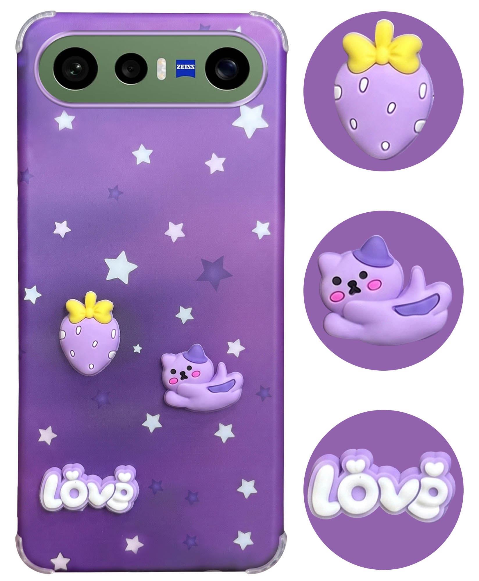 For Vivo X300 FE Back Cover Case (3D Cute Cartoons | Hard Back Side Soft | Matte Premium Finish | HD Printing)