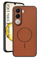 For Realme C100X Back Cover Case PU Leather (Texture Grip Design | Professional Minimalist | Camera Protection | Soft and Flexible)