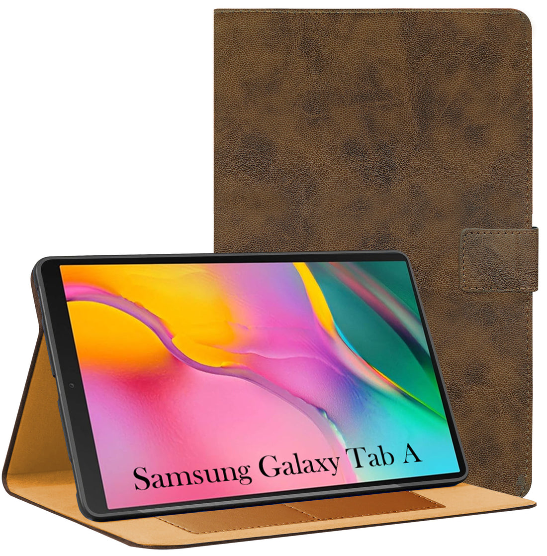 For Samsung Galaxy Tab A (T515) 10.1 Inch SM-T515/T510 Flip Cover Folio Cover (PU Leather | Multi-Angle Smart Stand | Card Storage Slots | Silicone Back Pouch)
