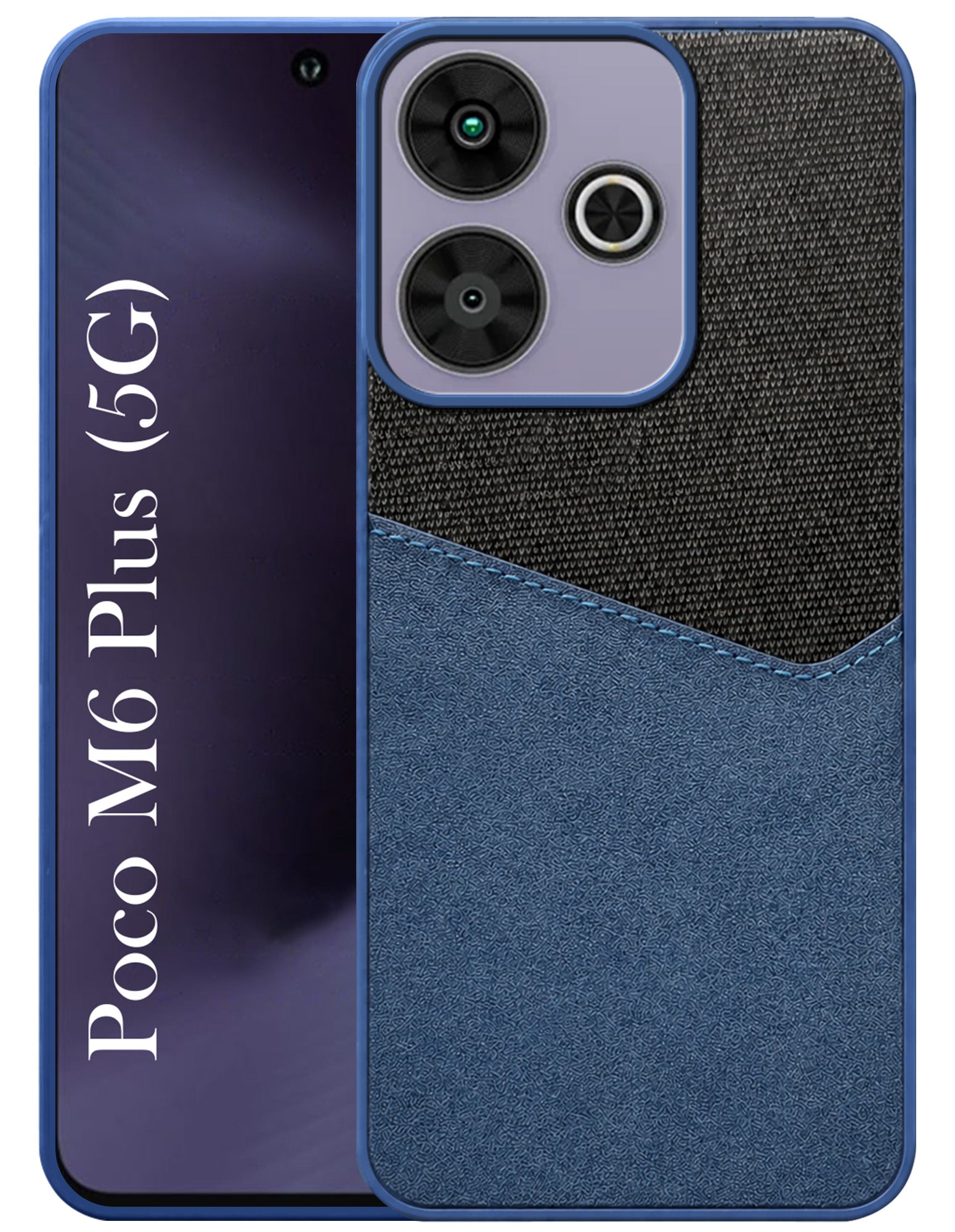 For Poco M6 Plus 5G Back Cover Case (Dual PU Leather Stitch | Professional Minimalist | Soft and Flexible)