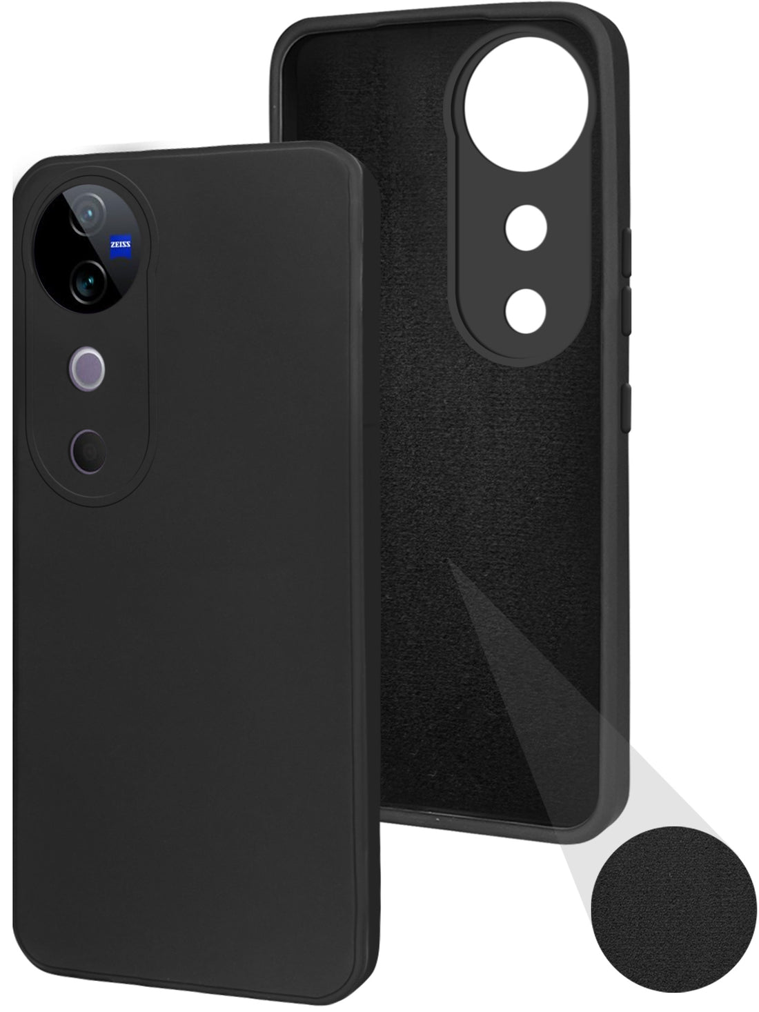 For Vivo V40 | Vivo V40 Pro  Back Cover Case ( Matte Finish Silicone with Inside Fiber cloth)