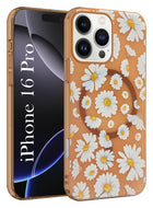 For Apple iPhone 16 Pro Back Cover Case (Cute Floral Design | Flower Print for Girls | MagSafe Compatible Wireless Charging)