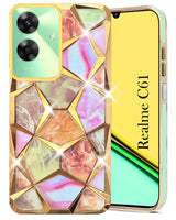 For Realme C61 | Realme Narzo N61 Back Cover Case (Dual Design Glitter Sparkle and Detachable Diamond Print Case | Soft and Flexible)