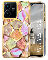 For VIVO Y22 | VIVO Y22s Back Cover Case (Dual Design Glitter Sparkle and Detachable Diamond Print Case | Soft and Flexible)