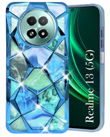 For Realme 13 Back Cover Case (Dual Design Glitter Sparkle and Detachable Diamond Print Case | Soft and Flexible)