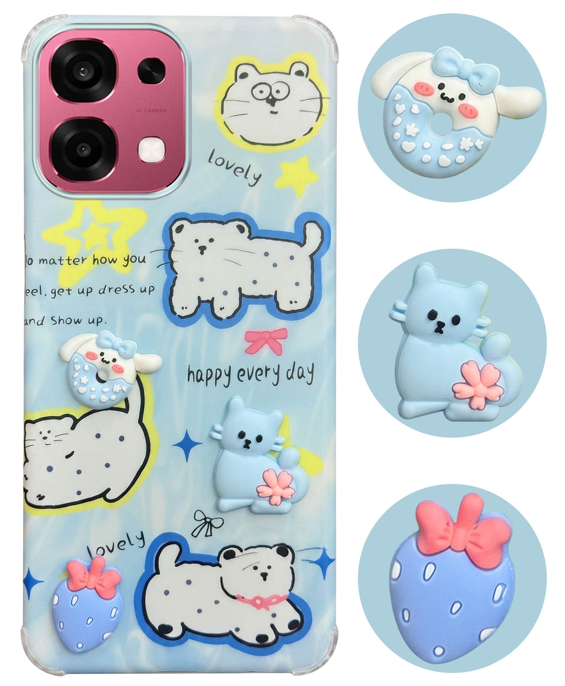 For Oppo F31 5G | Oppo F33 5G Back Cover Case (3D Cute Cartoons | Hard Back Side Soft | Matte Premium Finish | HD Printing)