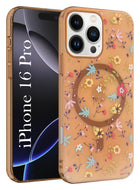 For Apple iPhone 16 Pro Back Cover Case (Cute Floral Design | Flower Print for Girls | MagSafe Compatible Wireless Charging)