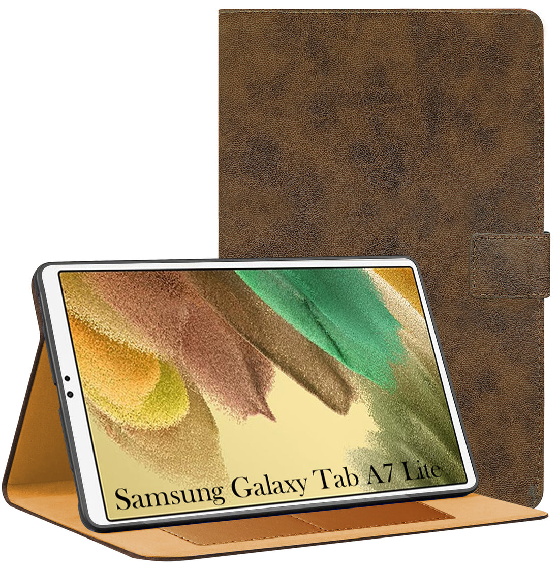 For Samsung Galaxy Tab A7 Lite 8.7 Inch SM-T225/T220/T225N/T227U  Flip Cover Folio Cover (PU Matte Leather | Multi-Angle Smart Stand | Card Storage Slots | Silicone Back Pouch)