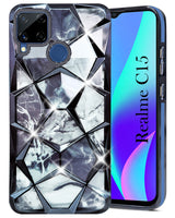 For Realme C15 Back Cover Case (Dual Design Glitter Sparkle and Detachable Diamond Print Case | Soft and Flexible)