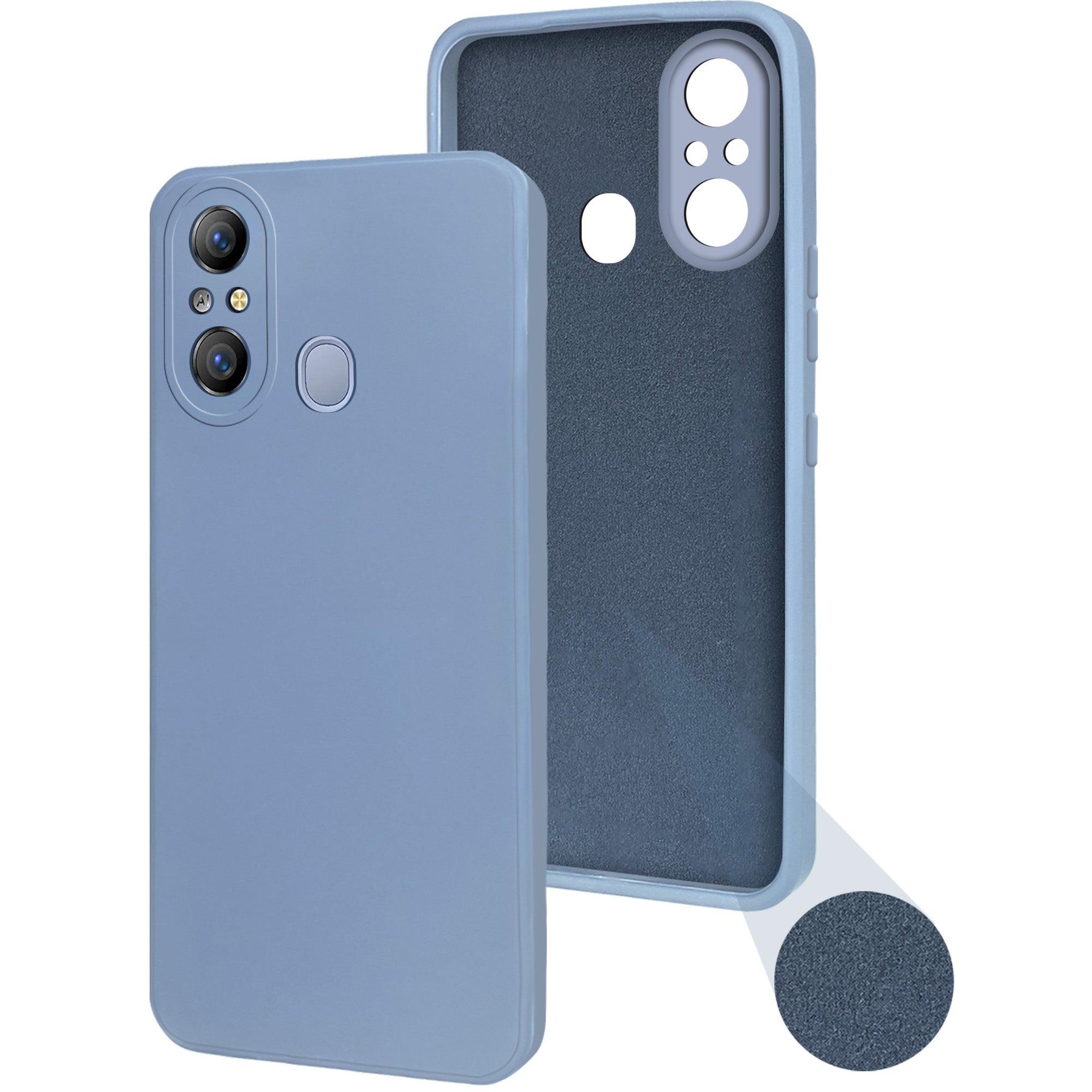 For Itel A49 Back Cover Case (Matte Finish Silicone with Inside Fiber Cloth |Light Blue)