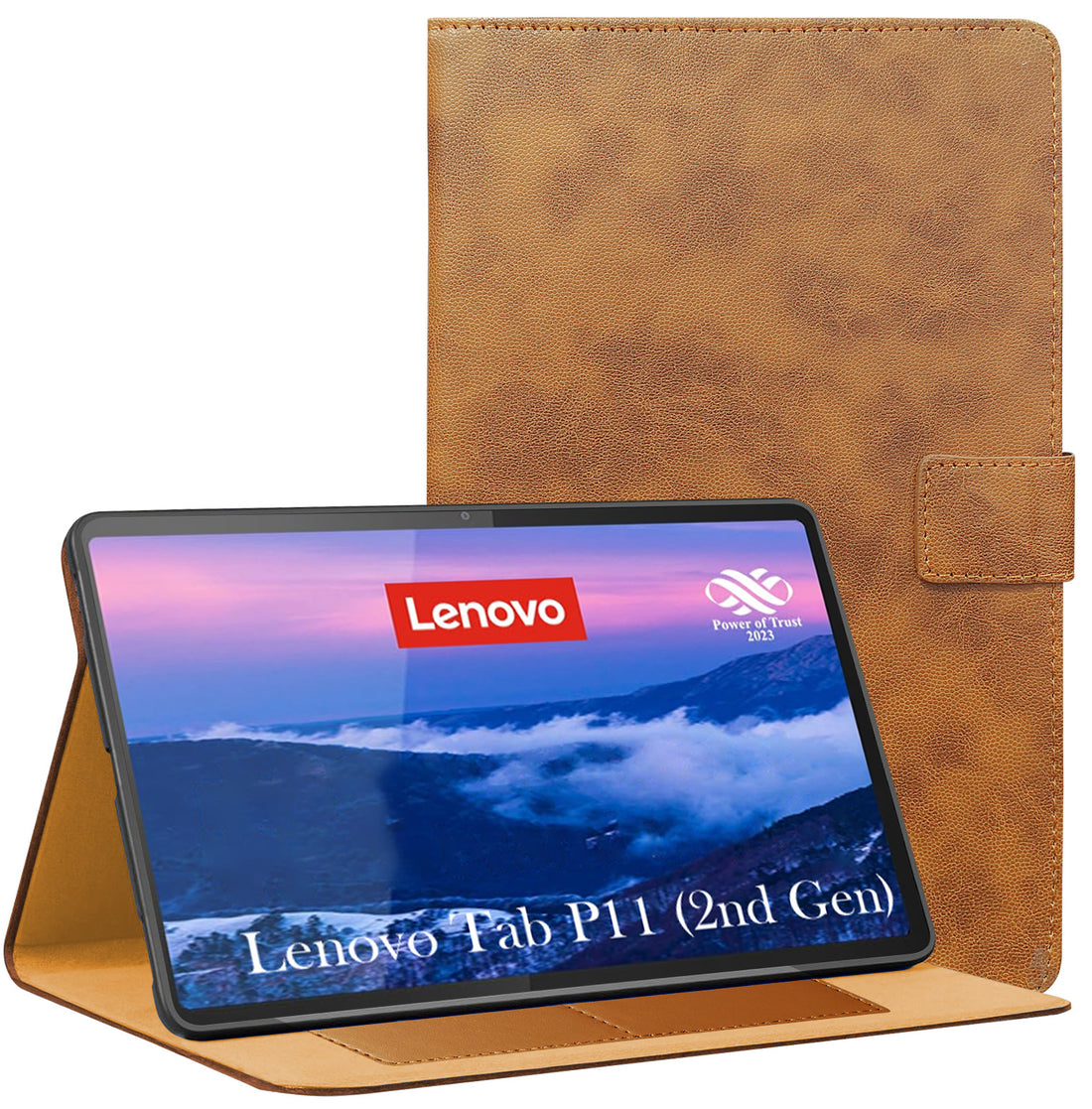 For Lenovo Tab P11 Gen 2 11.5 Inch (X350XU) Flip Cover Folio Cover (PU Leather | Multi-Angle Smart Stand | Card Storage Slots | Silicone Back Pouch)