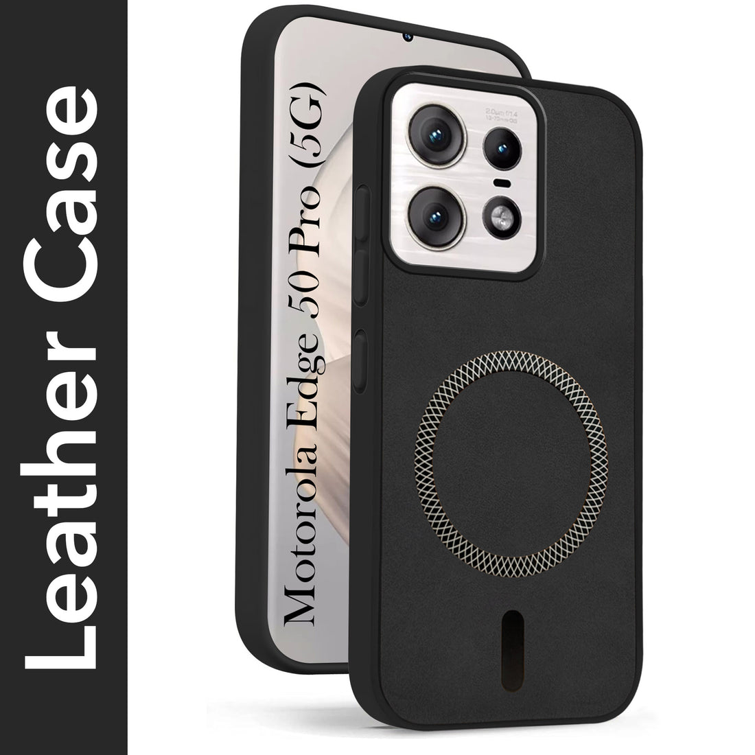 For Motorola Moto Edge 50 Pro Back Cover Case Leather Finish(MagSafe Compatible Wireless Charging | Soft Touch | Camera Bump Protection)