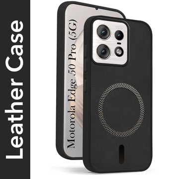 For Motorola Moto Edge 50 Pro Back Cover Case Leather Finish(MagSafe Compatible Wireless Charging | Soft Touch | Camera Bump Protection)