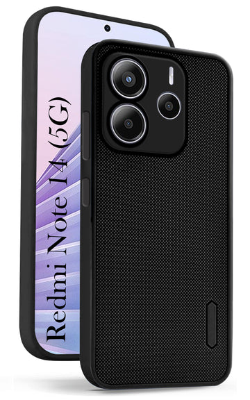 For Redmi Note 14 5G | Redmi Note 14 SE Back Cover Case (Textured Grip Design | Micro-Fiber Cloth Inside | Slim and Light Weight | Soft Touch and Feel | Black)