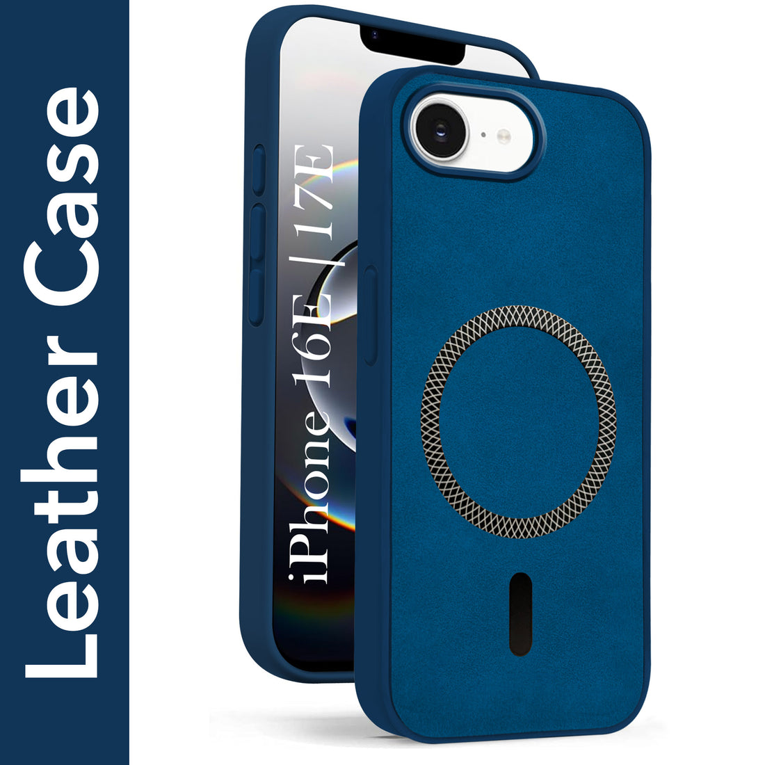 For Apple iPhone 16e | Apple iPhone 17e Back Cover Case Leather Finish (MagSafe Compatible Wireless Charging | Soft Touch | Camera Bump Protection)