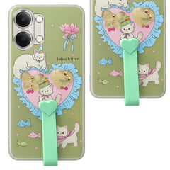 For Vivo iQOO Z11 Lite Back Cover Case (3D Cute Heart Strap Holder | Camera Protection | Designer Girls Print)