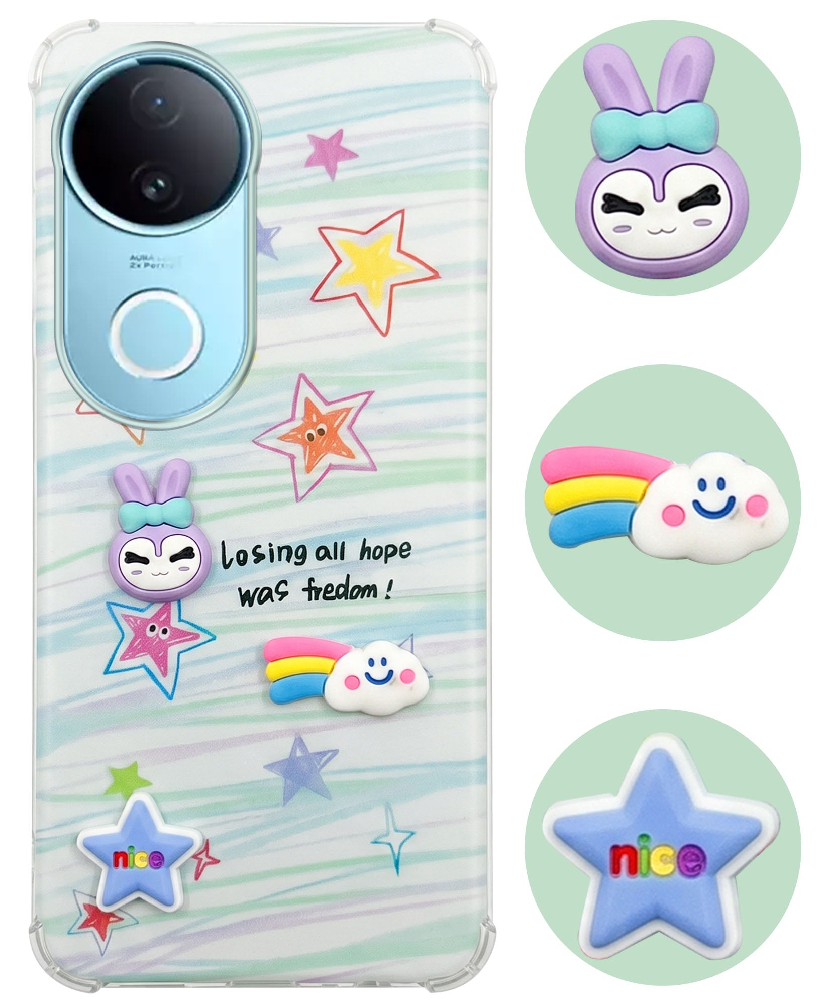 For Vivo iQOO Z10R Back Cover Case (3D Cute Cartoons | Hard Back Side Soft | Matte Premium Finish | HD Printing)