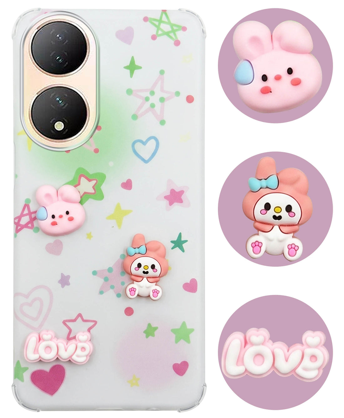 For Vivo Y100 Back Cover Case (3D Cute Cartoons | Hard Back Side Soft | Matte Premium Finish | HD Printing)