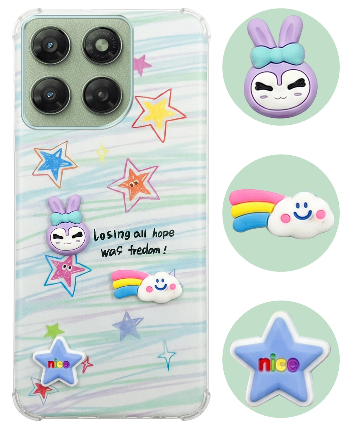 For Motorola Moto G77 Power Back Cover Case (3D Cute Cartoons | Hard Back Side Soft | Matte Premium Finish | HD Printing)