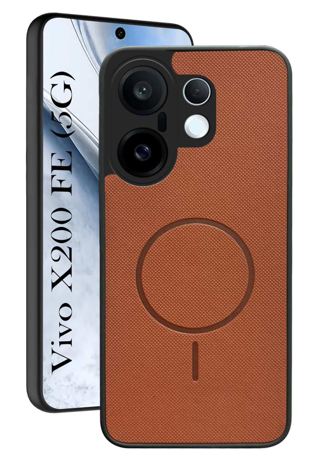 For Vivo X200 FE Back Cover Case PU Leather (Texture Grip Design | Professional Minimalist | Camera Protection | Soft and Flexible)