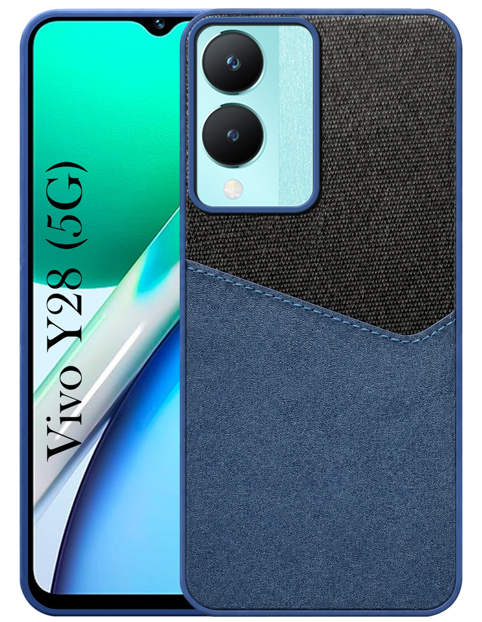 For Vivo Y28 5G Back Cover Case (Dual PU Leather Stitch | Professional Minimalist | Soft and Flexible)