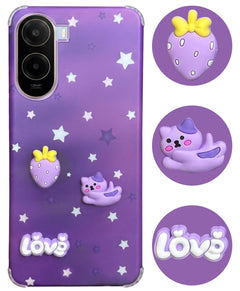 For Poco C85x 5G Back Cover Case (3D Cute Cartoons | Hard Back Side Soft | Matte Premium Finish | HD Printing)
